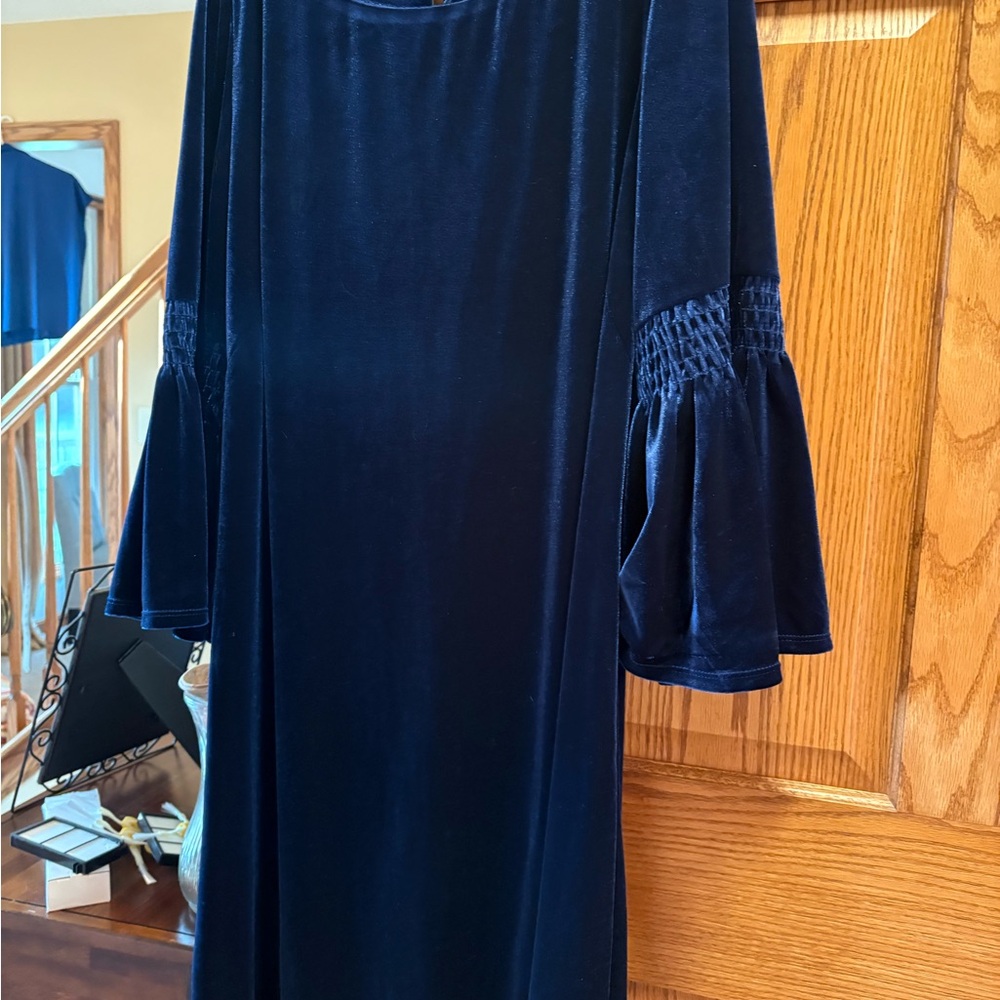 Lane Bryant Midnight Blue Long Sleeve Dress in Velvet